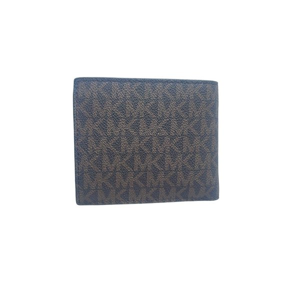 Michael Kors Men Cooper Logo Billfold Wallet With Coin Pouch MK print Brown - Picture 2 of 8